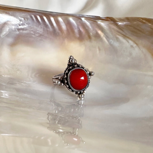 Native koraal ring 925 zilver – maat  17,25 | 54