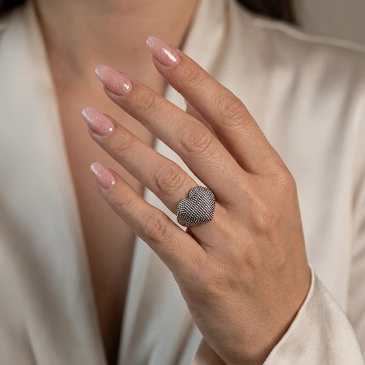 Coeur d’Argent – Vintage 925 zilveren ring met hart – maat 16 | 50