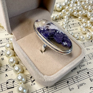Silver ring 925 with purple fluorite stone – size 54